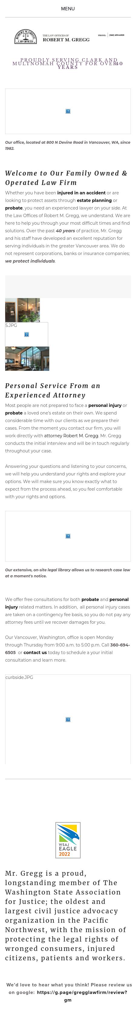 The Law Offices of Robert M. Gregg - Vancouver WA Lawyers